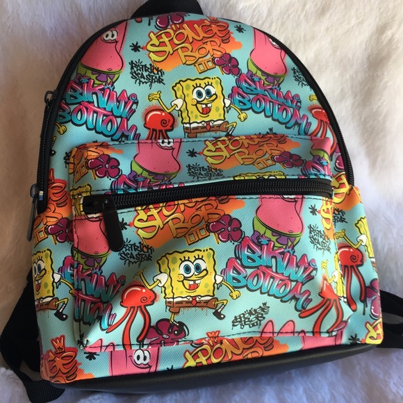 Bioworld Spongebob Squarepants Graffiti Print Mini Backpack NWT - Picture 4 of 7